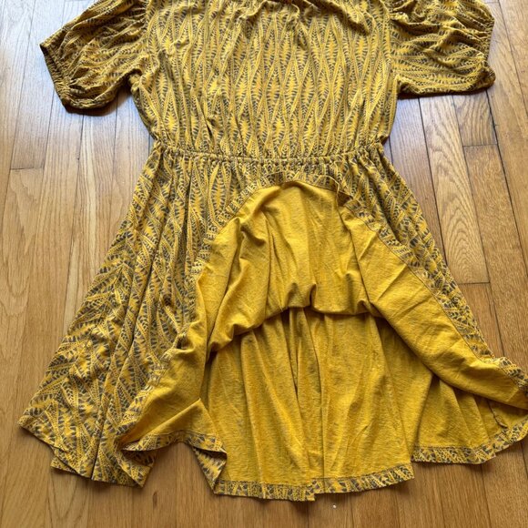 Anthropologie Daily Practice Size L Yellow & Gray Aztec Blouson Mini Dress - Picture 15 of 16